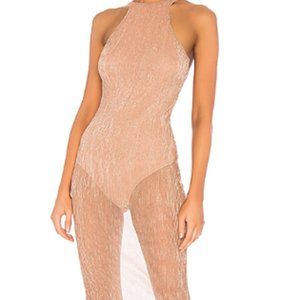 MADYSON MESH HALTER DRESS IN ROSE GOLD - Brand New